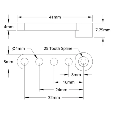 Single Servo arm (25 spline teeth, 32mm)