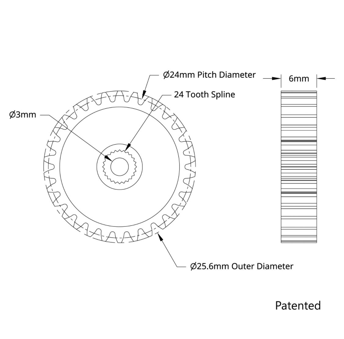 Servo gear (24 spline teeth, 30 teeth)