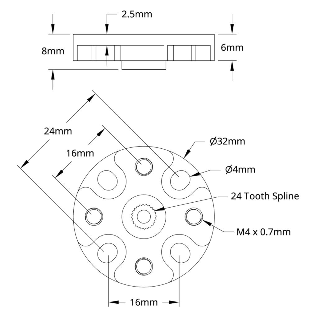 Servo hub (24 teeth, 32mm diameter)