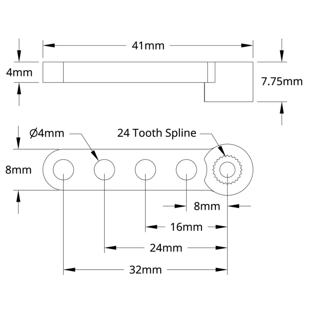 Single Servo arm (24 spline teeth, 32mm)