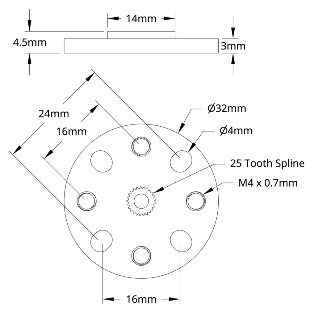 Light Servo Hub (25 teeth, 32mm diameter)